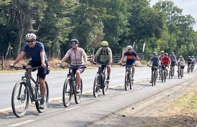 Dr David Snowball Cycling on the  tour with redspokes